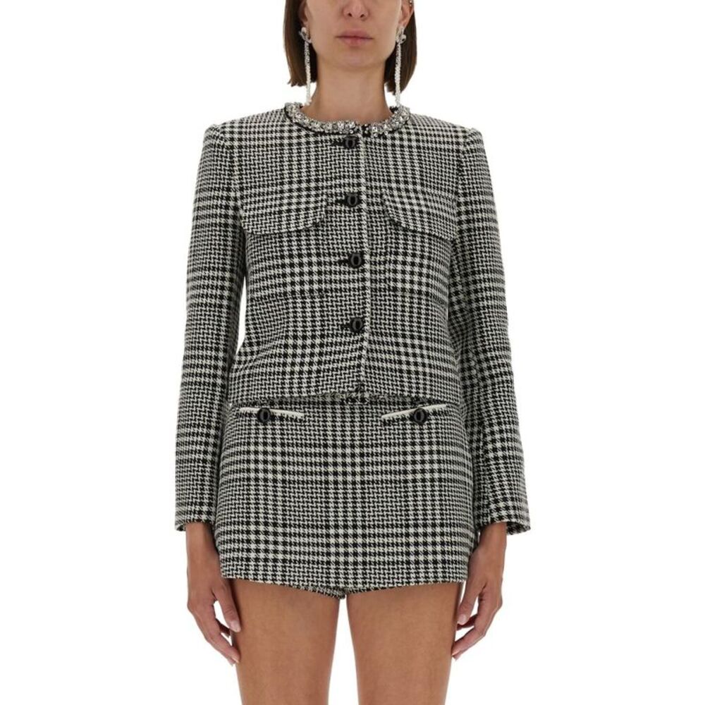 Self-Portrait Women Self-Portrait Women Houndstooth Jacket With Crystals